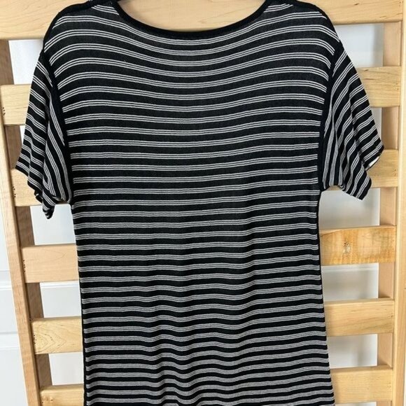 T ALEXANDER WANG Black & White Striped TEE Size Medium - Picture 6 of 7